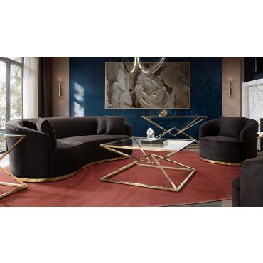 Helena Black and Gold Modern Living Room