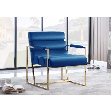 Helia Blue Velvet Accent Chair