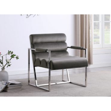 Helia Grey Velvet Modern Accent Chair