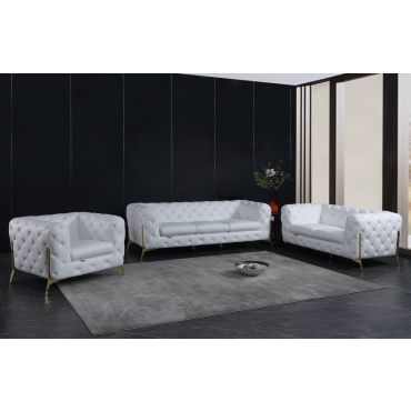 Hendrix White Italian Leather Sofa Set