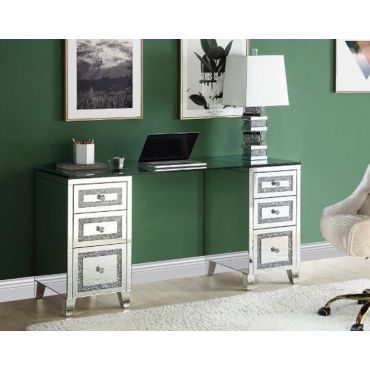 Henry Mirrored Writing Desk With Crystals