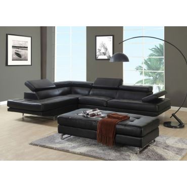 Hester Black Leather Corner Sofa