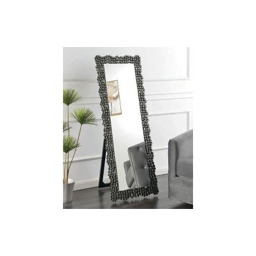 Heston Smocked Grey Floor Mirror