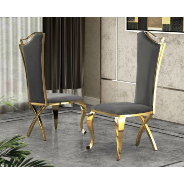 Hobson Grey Velvet Dining Chair Gold Frame