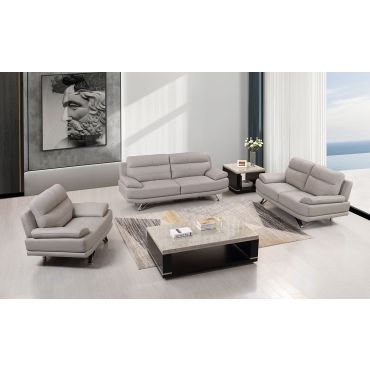 Holiday Light Grey Leather Sofa Set