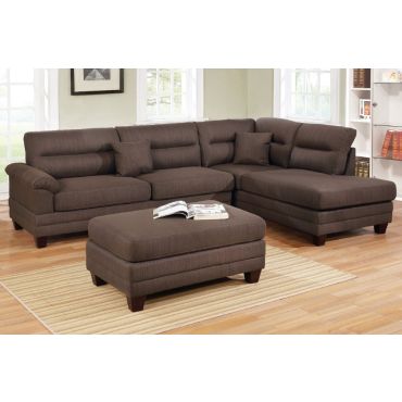 Flint Dark Brown Linen Sectional Set