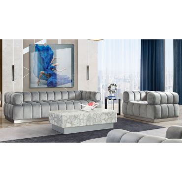 Dasha Platinum Grey Velvet Sofa