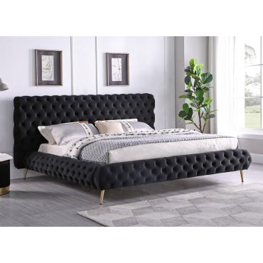 Impulse Black Velvet Modern Bed
