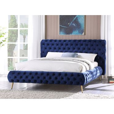 Impulse Navy Velvet Modern Bed