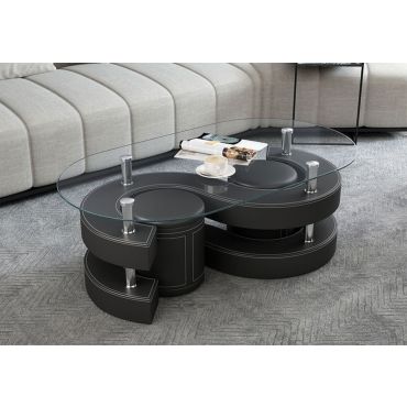 Infinity Black Coffee Table With Stools