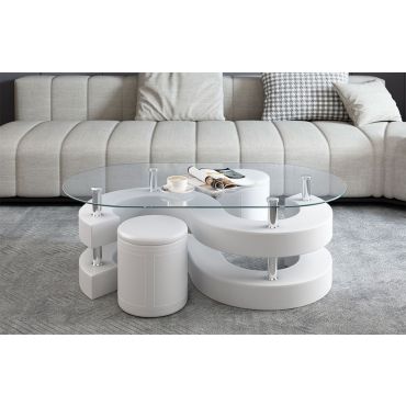 Infinity White Coffee Table Stools