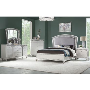 Italo Contemporary Bed Platinum Finish