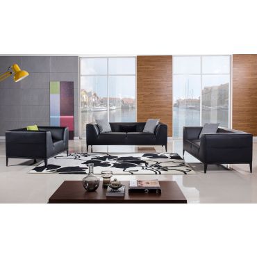 Izzy Modern Black Leather Sofa