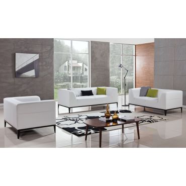 Izzy White Leather Modern Living Room