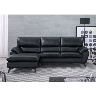 Jacky Black Leather Modern Sectional