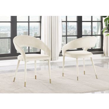 Jaguar Beige Velvet Dining Chairs