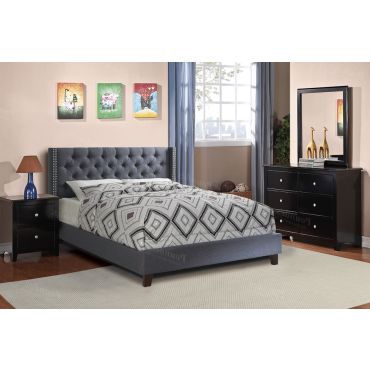 James Platform Bed Grey Fabric