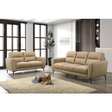 Jarvis Taupe Leather 2-Piece Sofa Set