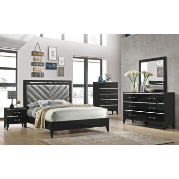 Jasper Glossy Black Finish Bed