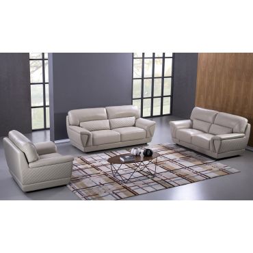 Jaylen Light Grey Italian Leather Sofa Set