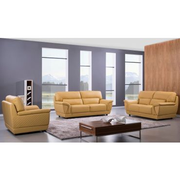 Jaylen Yellow Italian Leather Sofa Set