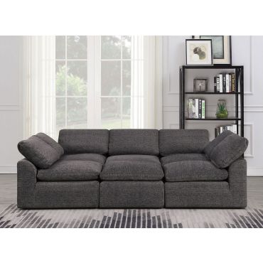 Jazz Modular Sectional Set Grey Chenille