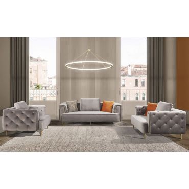 Jean Gray Velvet Modern Sofa Set