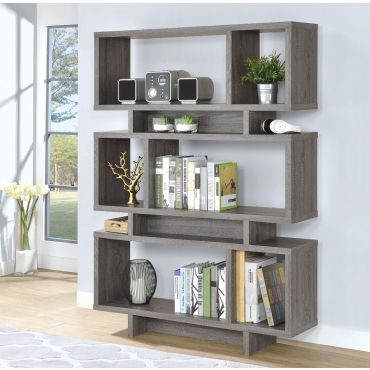 Jelissa Weathered Grey Open Bookcase