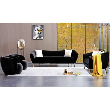 Jerico Black Flannelette Sofa Set