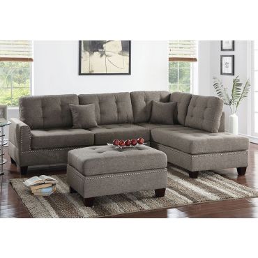 Joela Coffee Linen Sectional Set