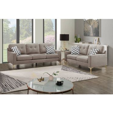 Jonas 2-Piece Sofa Set Light Brown Velvet