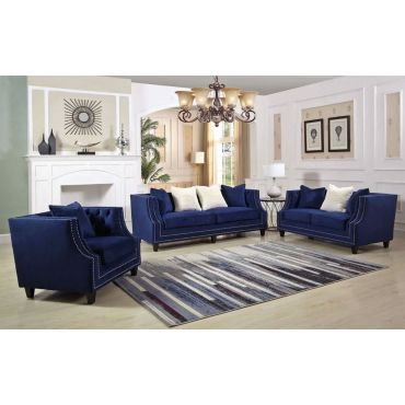 Jonas Navy Blue Velvet Sofa