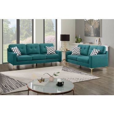 Jonas Teal Velvet 2-Piece Sofa Set