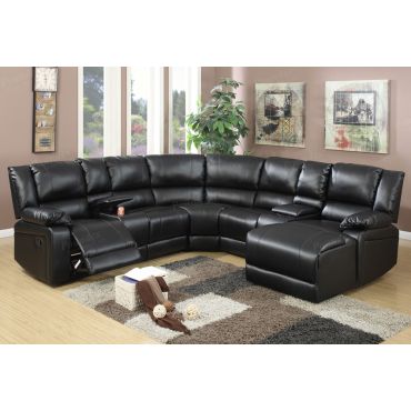 Joshua Black Leather Recliner Sectional