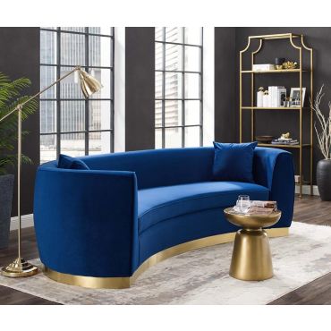 Antonsen Navy Velvet Sofa With Gold Finish Base