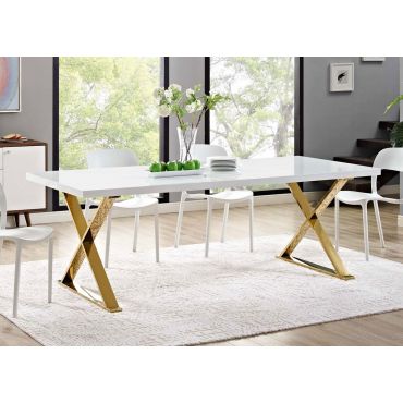 Juno White Dining Table With Gold Legs