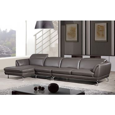 Justian Taupe Leather Modern Sectional