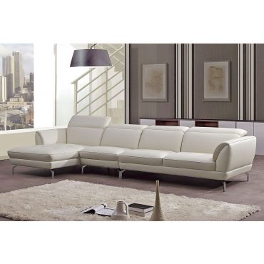 Justian White Leather Sectional Sofa Set