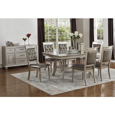 Kacy Silver Finish Formal Dining Table Set