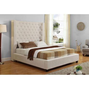 Kadison Ivory Velvet Upholstered Bed