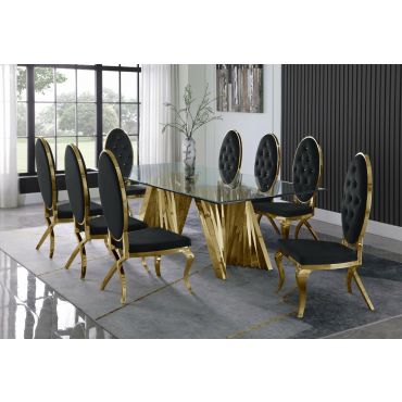 Kappa Large Glass Top Dining Table Set