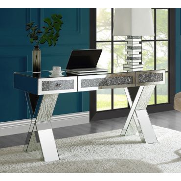 Karyn Mirrored Office Desk With Crystal Accents