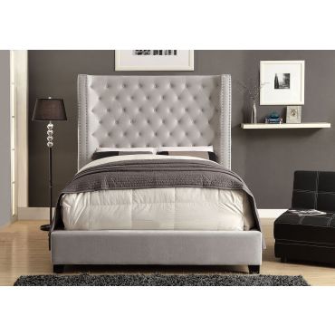 Kasidon Tall Headboard Bed Ivory Velvet