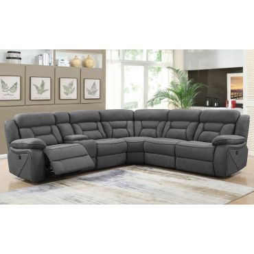 Kayden Recliner Sectional Grey Microfiber