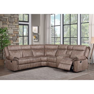 Keamey Brown Fabric Recliner Sectional Set