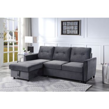 Kenzi Grey Velvet Sectional Sleeper