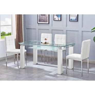 Ketch White Modern Glass Top Table