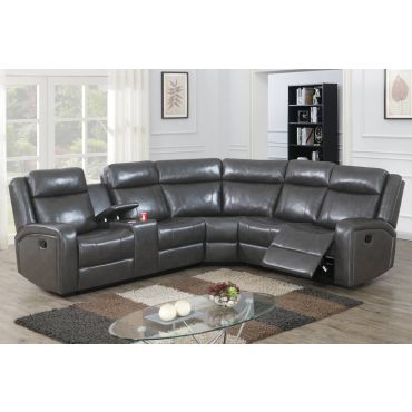 Keystone Grey Leather Recliner Sectional