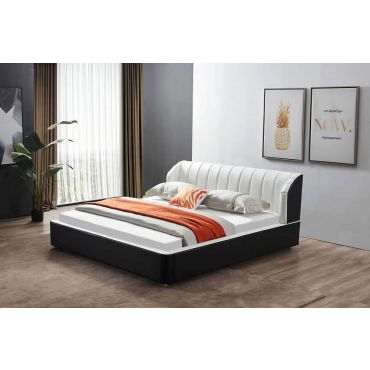 Kiara Black and White Platform Leather Bed