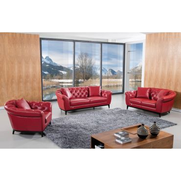 Kira Italian Red Leather Sofa Set